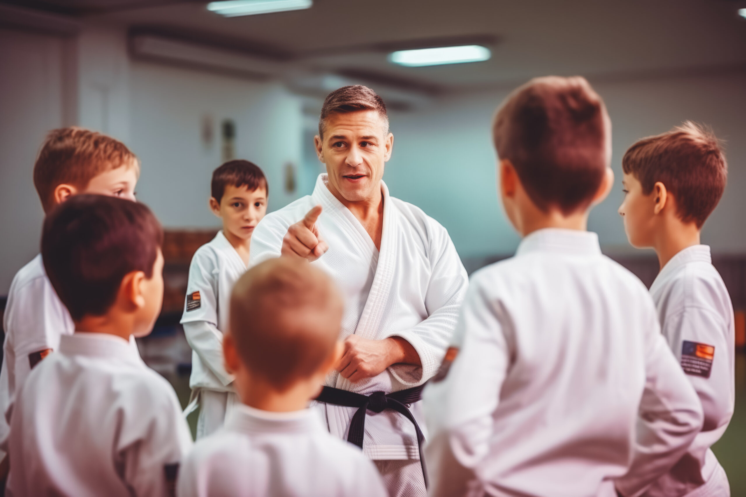 A group of kids in a Brooklyn Judo class actively participating and learning martial arts